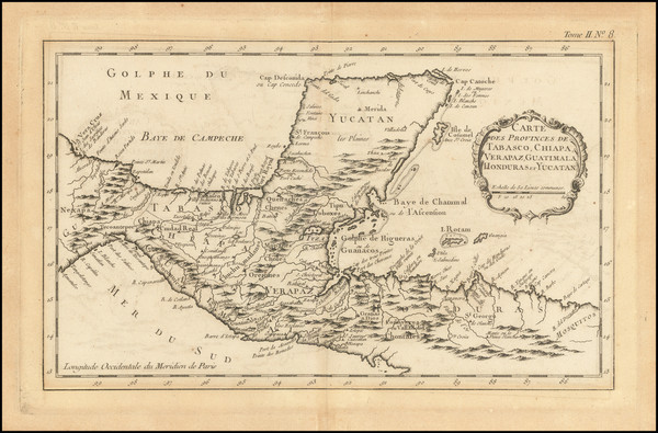 65-Mexico and Central America Map By Jacques Nicolas Bellin
