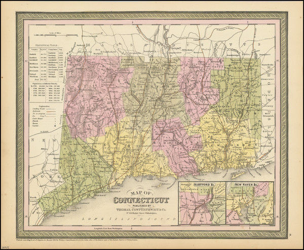 35-Connecticut Map By Thomas, Cowperthwait & Co.