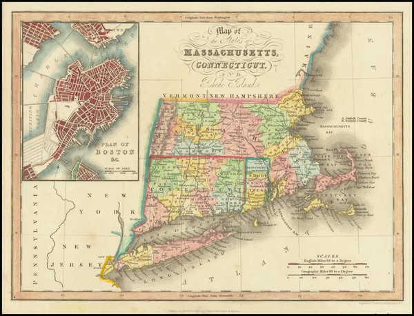 42-New England Map By Hinton, Simpkin & Marshall