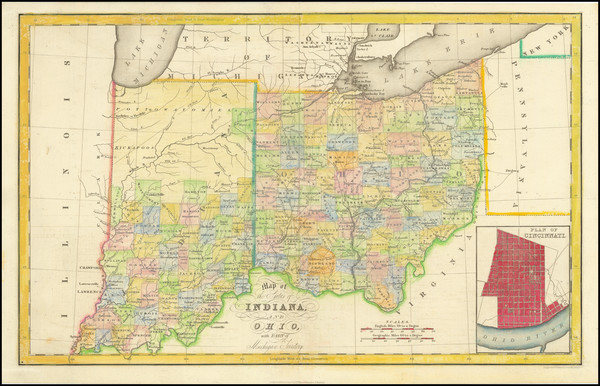 64-Indiana and Ohio Map By Hinton, Simpkin & Marshall