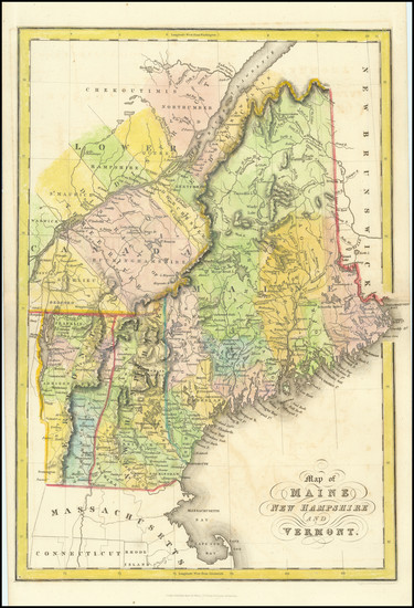 12-New England, Maine, New Hampshire and Vermont Map By Hinton, Simpkin & Marshall