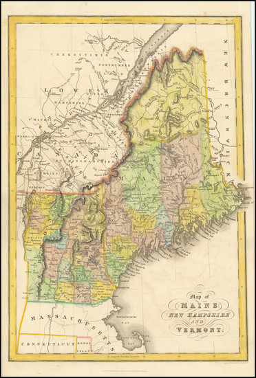 17-New England, Maine, New Hampshire and Vermont Map By Hinton, Simpkin & Marshall