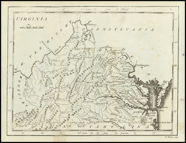 32-Virginia Map By Mathew Carey