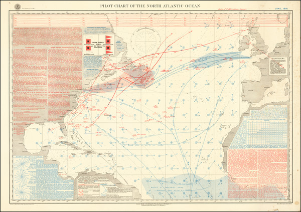 4-Atlantic Ocean Map By U.S. Navy Hydrographic Office