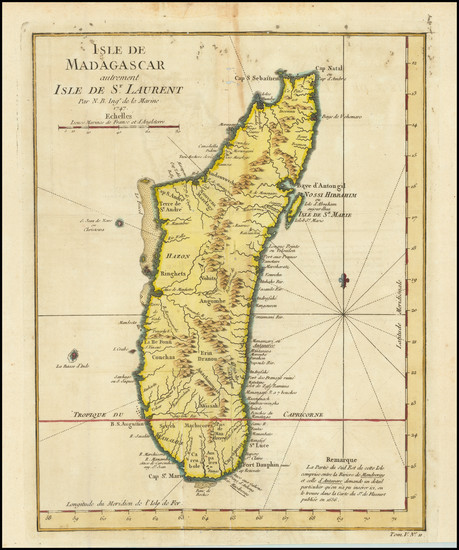 94-African Islands, including Madagascar Map By Jacques Nicolas Bellin