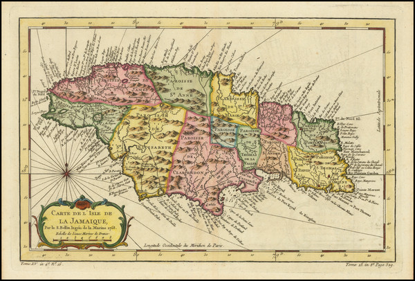 15-Jamaica Map By Jacques Nicolas Bellin