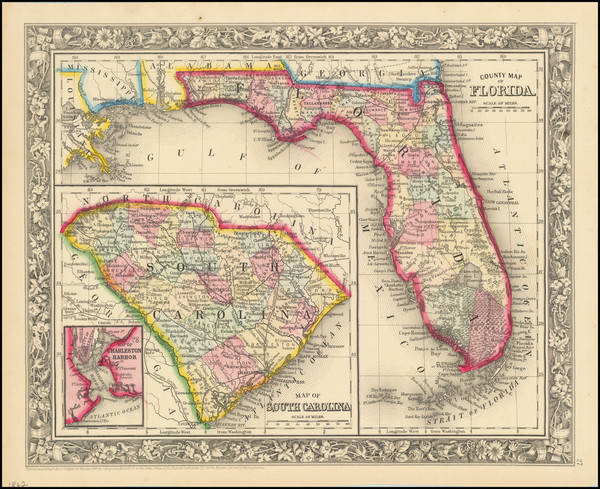 82-Florida Map By Samuel Augustus Mitchell Jr.