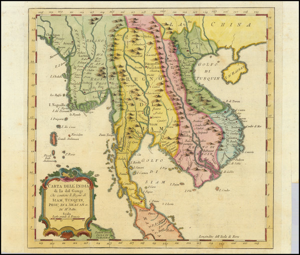 28-Malaysia and Thailand, Cambodia, Vietnam Map By Jacques Nicolas Bellin