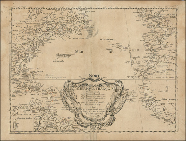 55-Atlantic Ocean, United States, North America, Canada, Caribbean, America and Eastern Canada Map