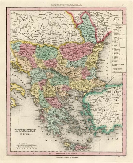 36-Europe, Balkans, Turkey, Balearic Islands and Greece Map By Henry Schenk Tanner