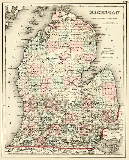 26-Midwest Map By Joseph Hutchins Colton