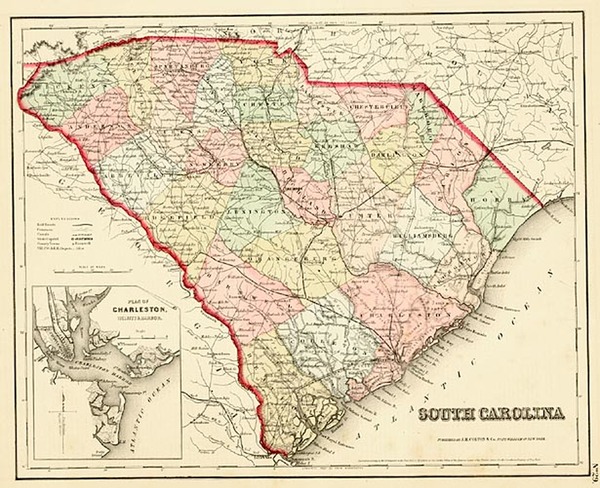 84-Southeast Map By Joseph Hutchins Colton