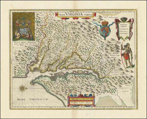 78-Mid-Atlantic, Maryland, Delaware, Southeast and Virginia Map By Willem Janszoon Blaeu