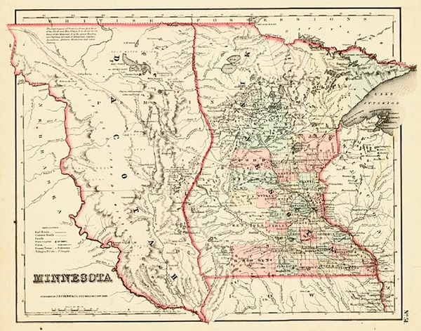 55-Midwest and Plains Map By Joseph Hutchins Colton