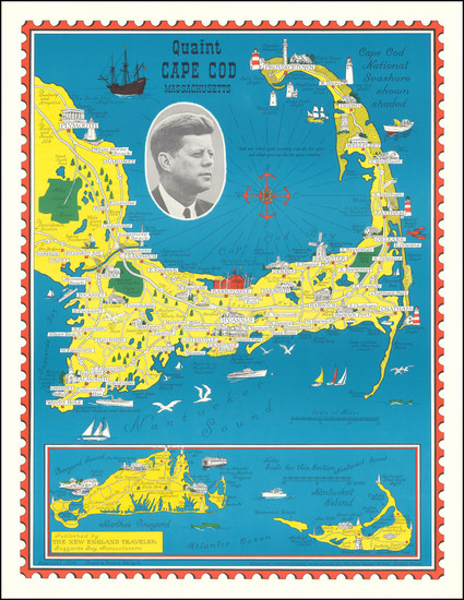 43-Massachusetts and Pictorial Maps Map By Ernest Dudley Chase