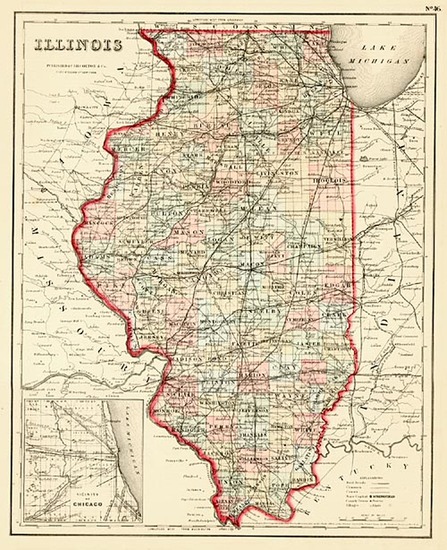 77-Midwest Map By Joseph Hutchins Colton