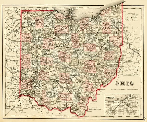 34-Midwest Map By Joseph Hutchins Colton