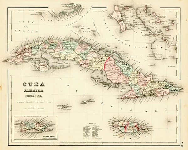 94-Caribbean Map By Joseph Hutchins Colton