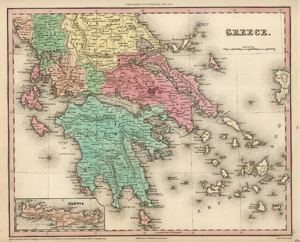 49-Europe, Balearic Islands and Greece Map By Henry Schenk Tanner