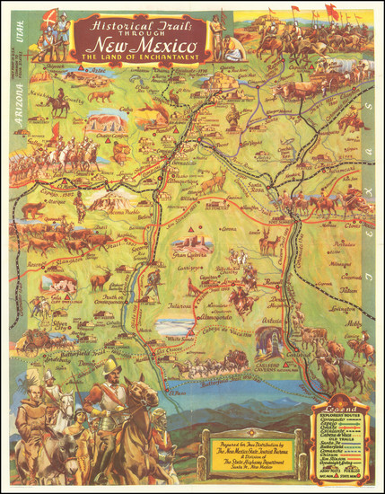 62-New Mexico and Pictorial Maps Map By Wilfred Stedman