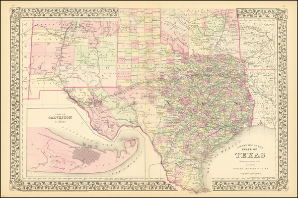 27-Texas Map By Samuel Augustus Mitchell Jr.