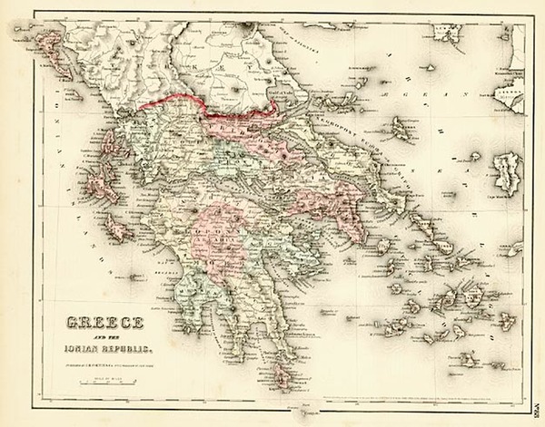 97-Europe and Greece Map By Joseph Hutchins Colton