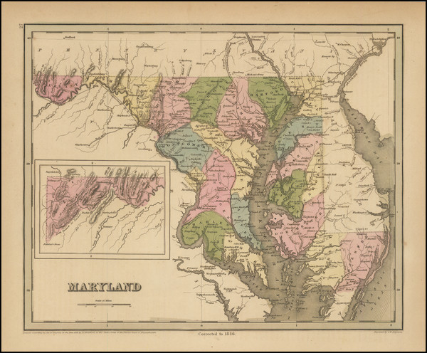 92-Maryland Map By Thomas Gamaliel Bradford