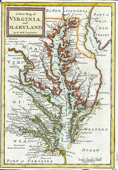 87-Mid-Atlantic and Southeast Map By Herman Moll