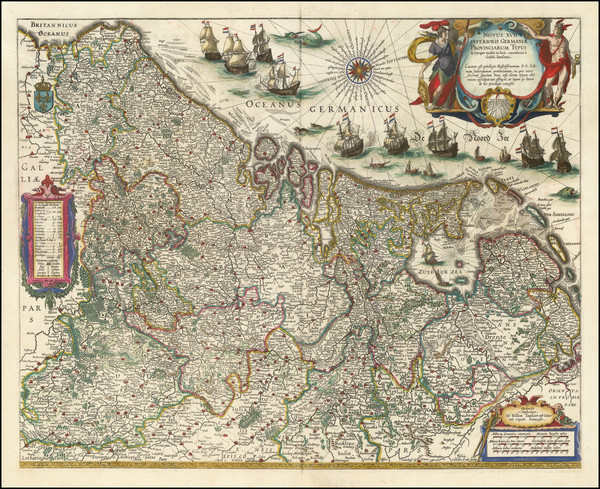 94-Netherlands and Belgium Map By Willem Janszoon Blaeu