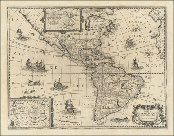 20-America Map By Melchior Tavernier / Petrus Bertius