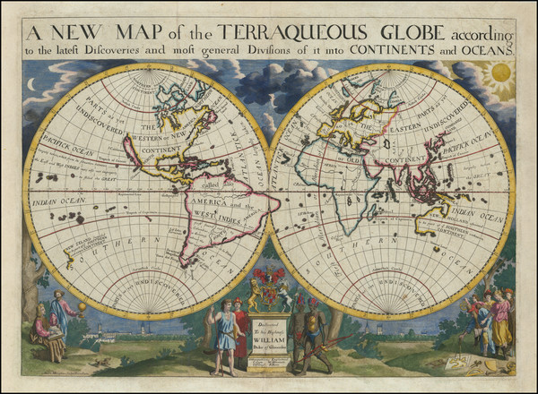 95-World and California as an Island Map By Edward Wells