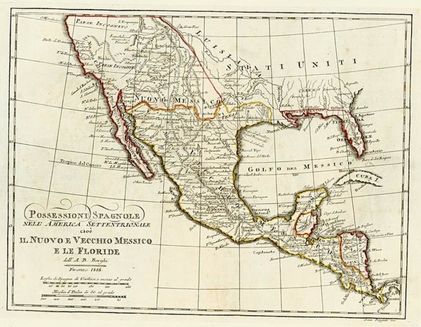 88-Texas, Southwest, Mexico and California Map By A.B. Borghi