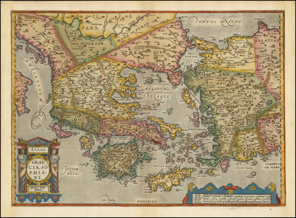 75-Greece Map By Abraham Ortelius