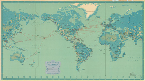 83-World and Pictorial Maps Map By Pan American World Airways