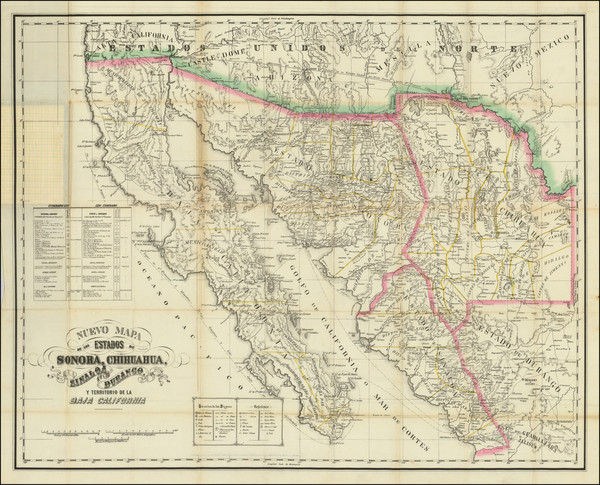 85-Mexico, Baja California and California Map By Adrien Gensoul