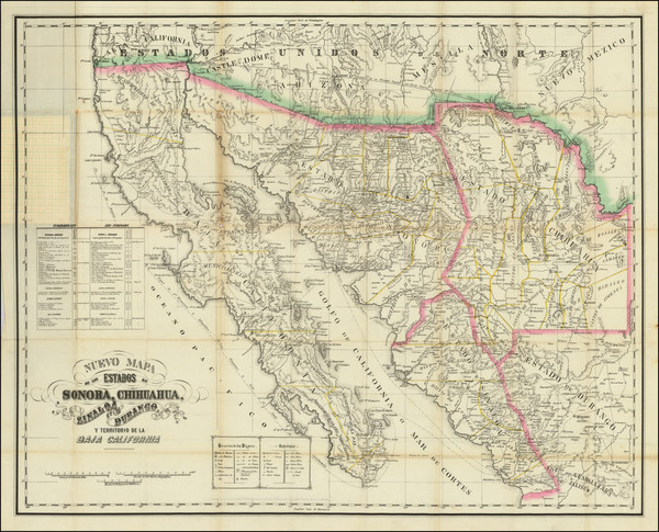 9-Mexico, Baja California and California Map By Adrien Gensoul