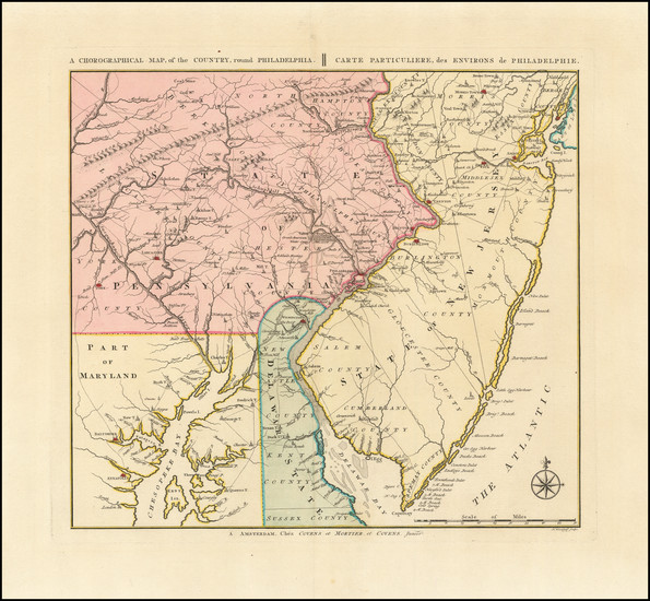 50-Mid-Atlantic, New Jersey, Pennsylvania, Delaware and American Revolution Map By Covens & Mo