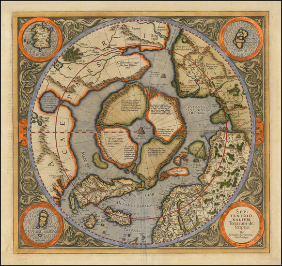 100-World, Northern Hemisphere and Polar Maps Map By Gerard Mercator