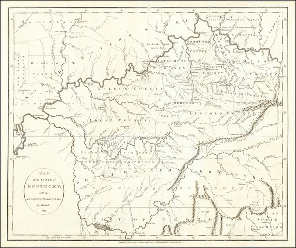 63-Kentucky, Tennessee and Ohio Map By John Russell