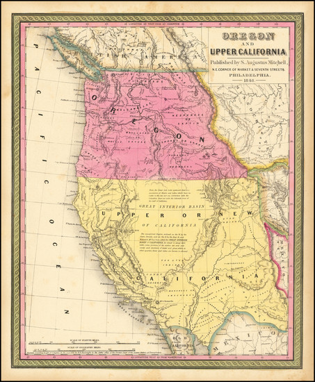 59-Southwest, Rocky Mountains and California Map By Samuel Augustus Mitchell