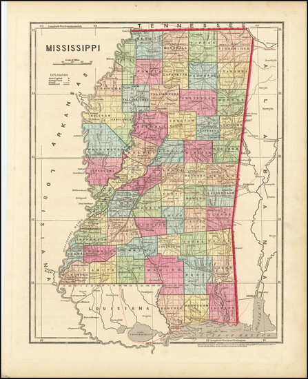 83-Mississippi Map By Sidney Morse  &  Samuel Breese