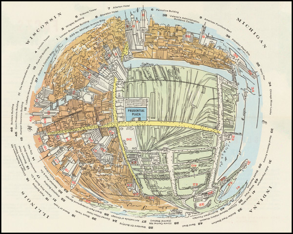 39-Illinois, Chicago and Curiosities Map By Rand McNally & Company