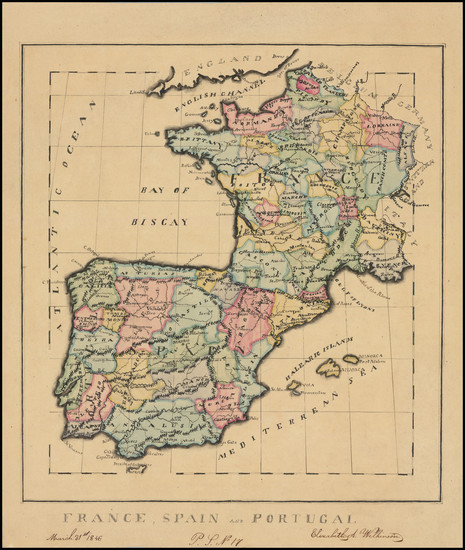 2-France, Spain and Portugal Map By Elizabeth A. Wilkinson