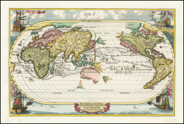 48-World and California as an Island Map By Heinrich Scherer