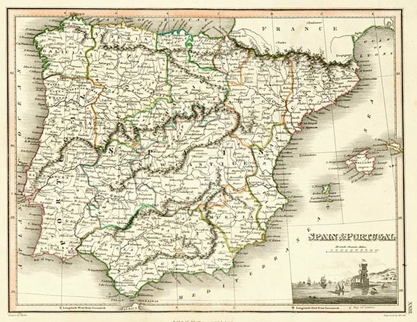 89-Europe, Spain and Portugal Map By John Wyld