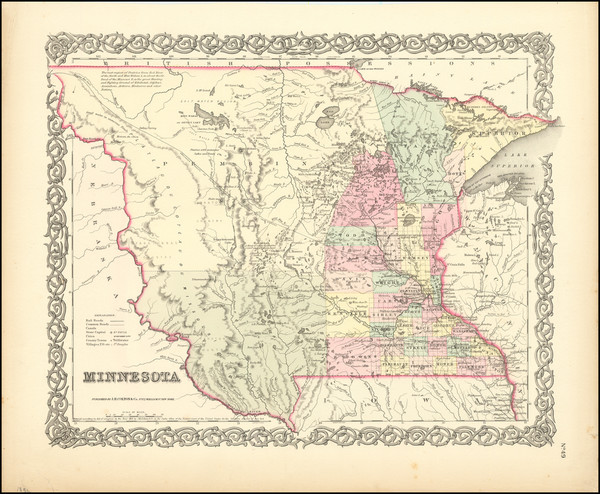 84-Minnesota Map By Joseph Hutchins Colton