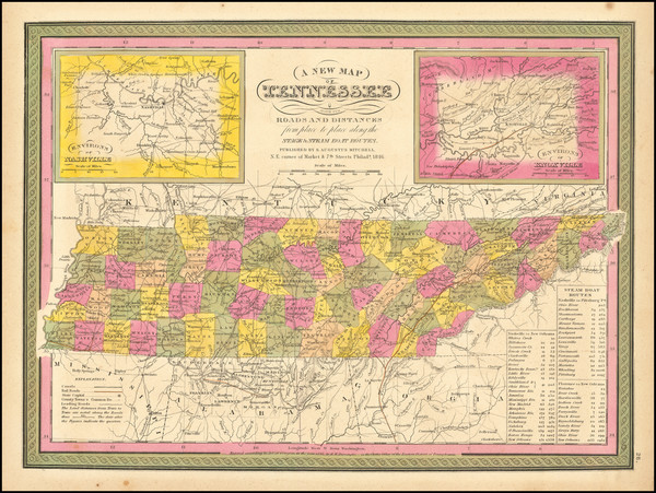 54-Tennessee Map By Samuel Augustus Mitchell