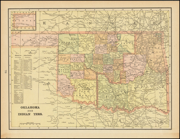 89-Oklahoma & Indian Territory Map By George F. Cram