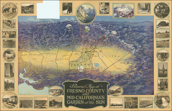 14-California, Pictorial Maps and Yosemite Map By Schmidt Label & Litho. Co.