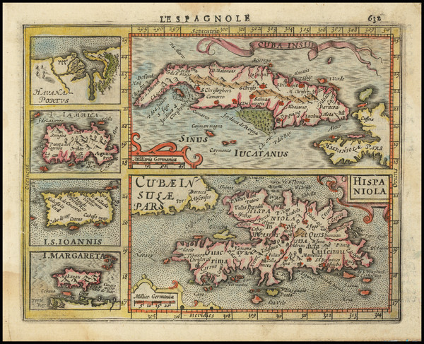 99-Caribbean, Cuba and Hispaniola Map By Jodocus Hondius - Gerhard Mercator